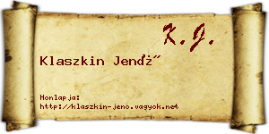 Klaszkin Jenő névjegykártya